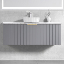 Boardwalk 1200mm Matte Grey Wall Hung Single Vanity with 50mm Stone Countertop